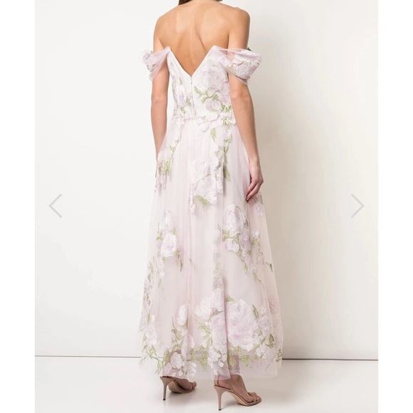 Marchesa Notte Cold-Shoulder Embroidered Tulle Dress - Picture 3 of 4